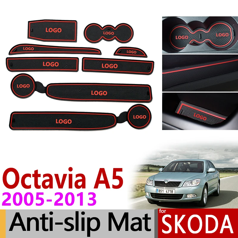 Противоскользящий резиновый коврик слот для ворот Skoda Octavia A5 2005 2006 2007 2008 2009 2010 2011