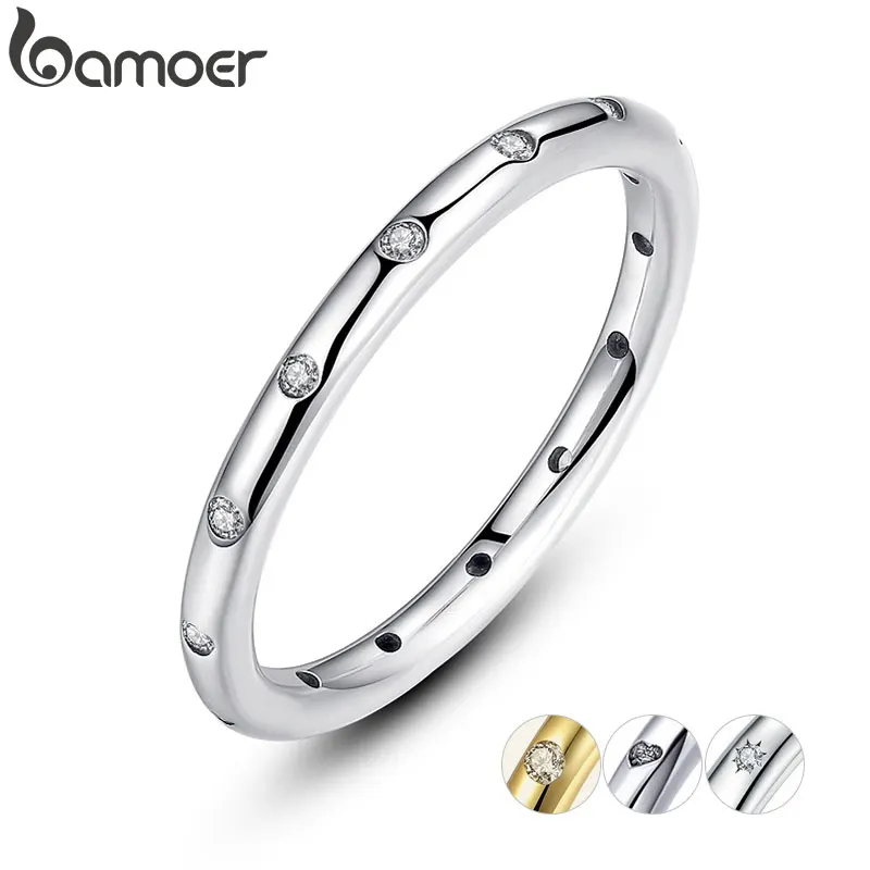 BAMOER, 2 цвета, 925 пробы, Серебряные капли, Штабелируемый палец, классическое кольцо для женщин, свадебные украшения, подарок на день Святого Валентина PA7132