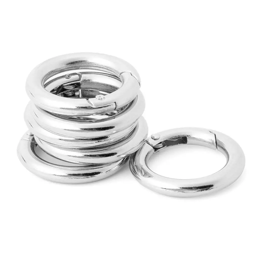 

6pcs/lot Keychain Alloy Spring Ring Buckles Round Spring Buckle For Snap Rings Bag Hooks Chains Opening Spring Y7O4