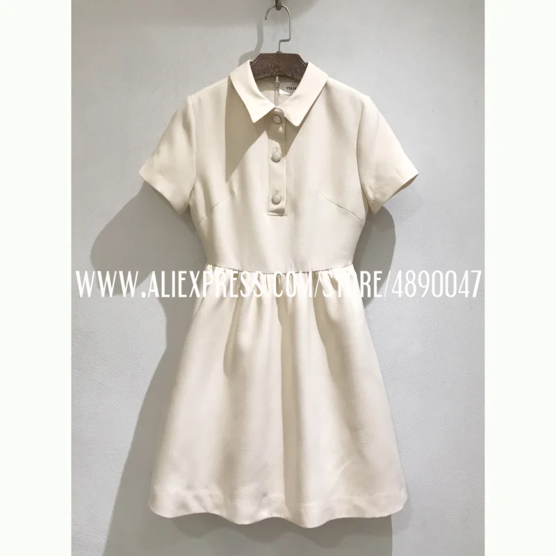 

Spring Autumn Women's Silk Wool Dress Slim Pocket Dress Age-reducing temperament waist waist slim puff skirt short-sleeved dress