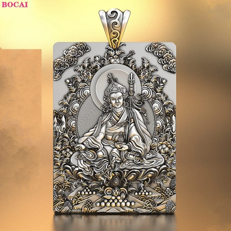 

Подвеска Bocai твердый s999, ретро старая падамамбава Будда, подвесные чистые украшения, серебристые украшения для мужчин