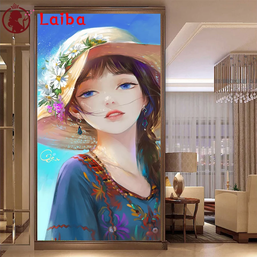 

Алмазная живопись, мультяшная милая девушка, полный квадрат/Круглый Алмазный Узор, вышивка крестиком 5D стразы, живопись, домашний декор