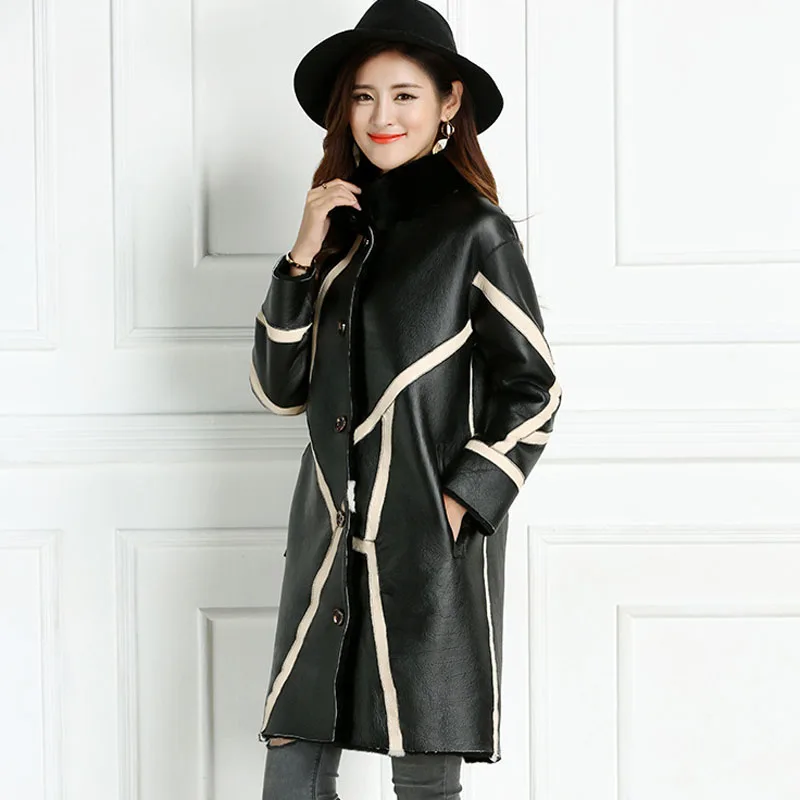 Женская зимняя длинная куртка из натуральной овечьей кожи|Шубы и дубленки| |