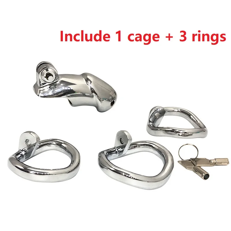 Мужская металлическая Тяжелая клетка для пениса 3 кольца на пенис диаметр 45/50/55 мм