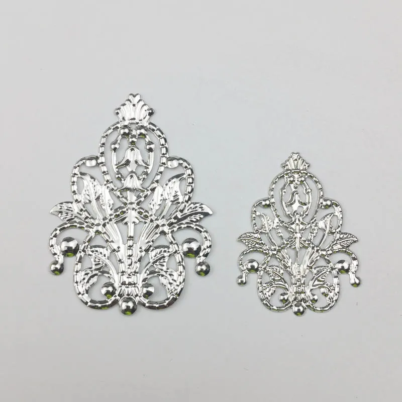 rhodium 20pcs 40 мм 20 шт оптом филигранная поделка полая фурнитура для украшений, ювелирные аксессуары, бронзовые украшения - Цвет: rhodium 20pcs