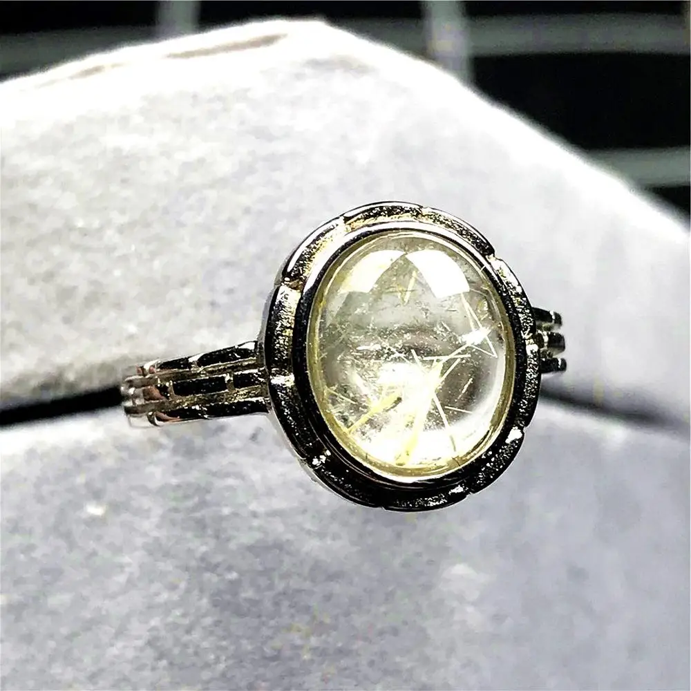 Кольцо из натурального золота рутилированного кварца для женщин и мужчин бисер 11