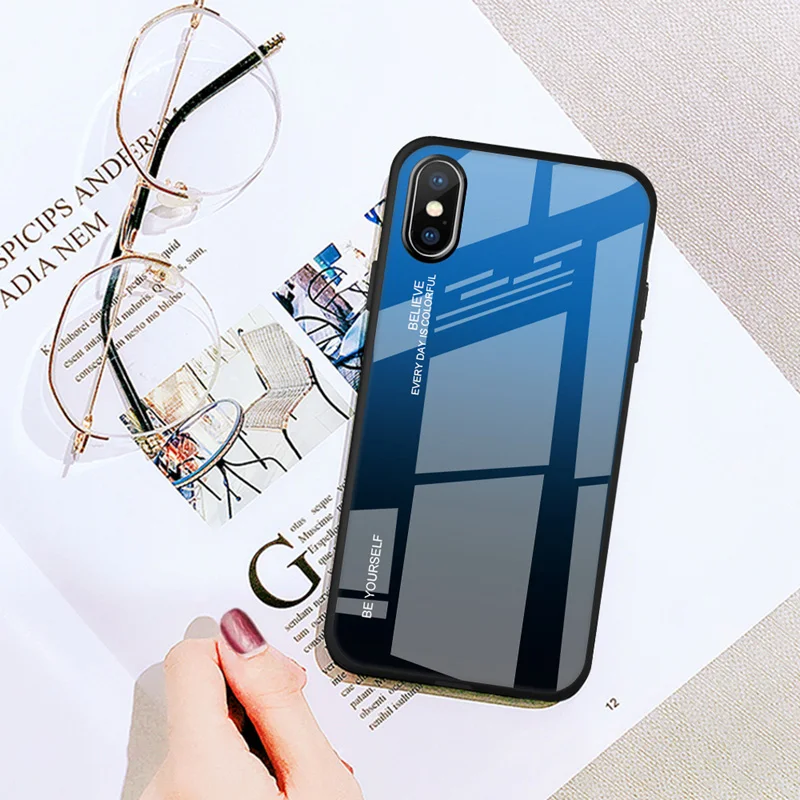 Роскошный градиентный чехол для iPhone 6 6S 7 8 Plus из закаленного стекла Apple i Phone 11 Pro X XR