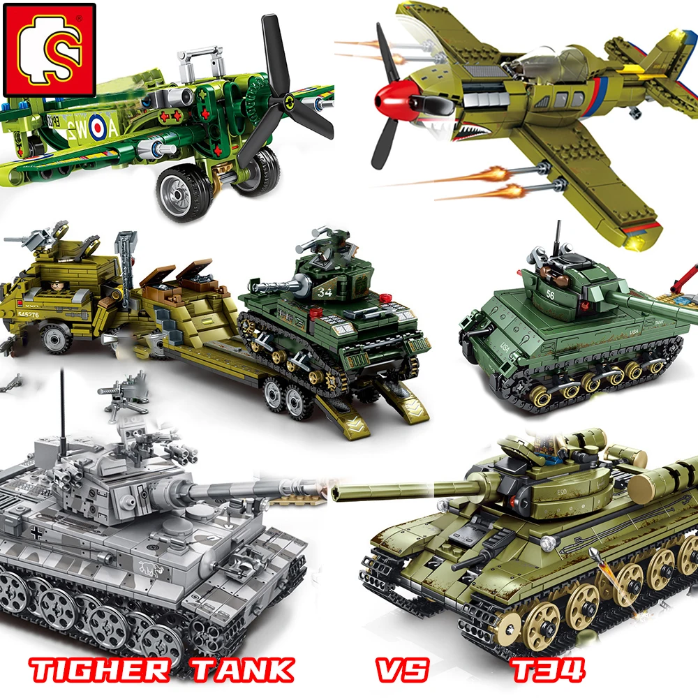 Блоки Sembo WW2 немецкая военная техника танки армия США мировая война 2 солдаты