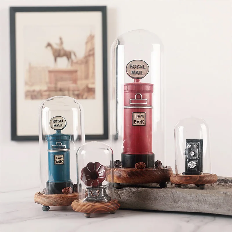Винтажный граммофон почтовый ящик с Стекло Миниатюрная модель для дома