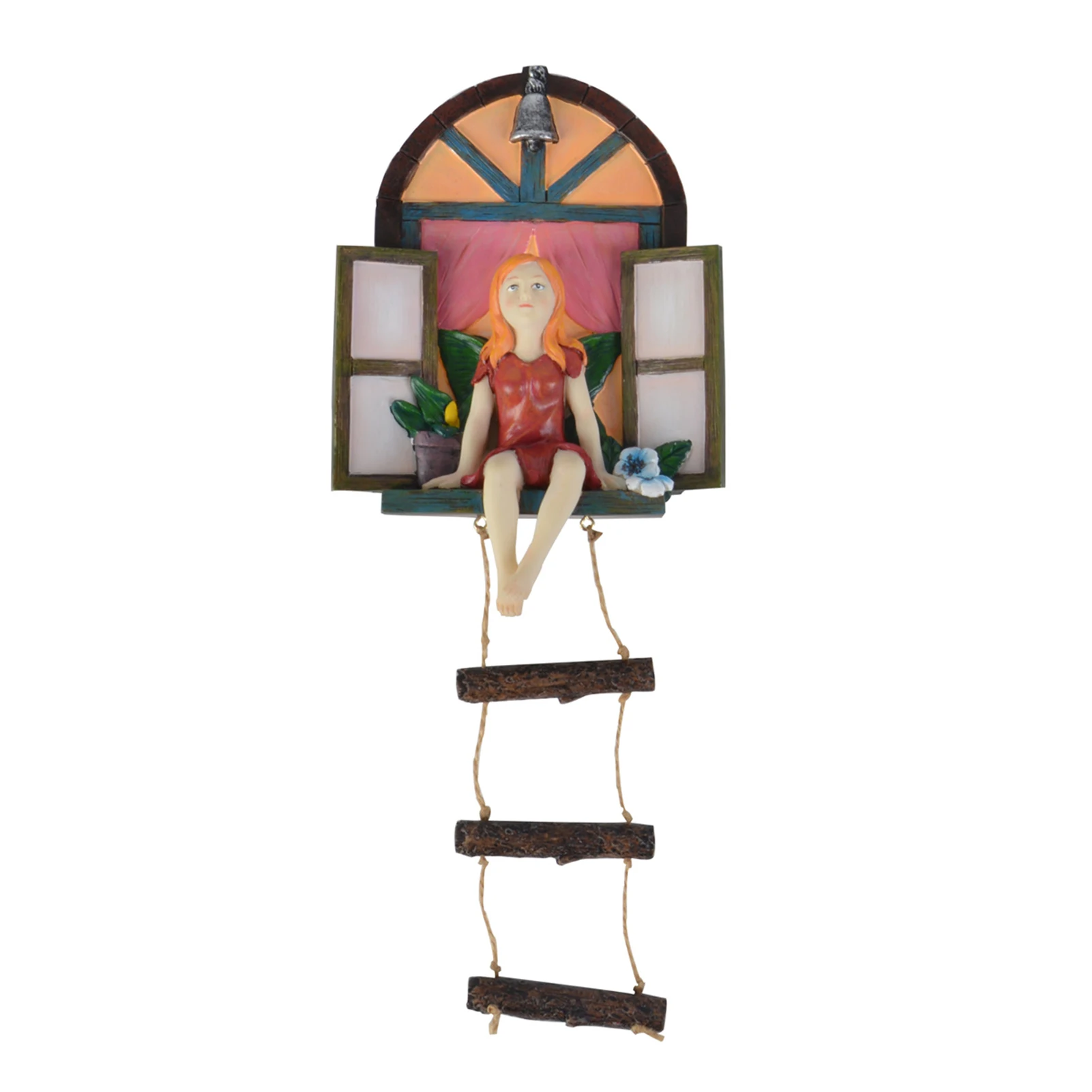 

New Miniature Garden Tree Ornament Little Fairy Sit On The Window Interesting for Tree Sculptures Garden Decoration