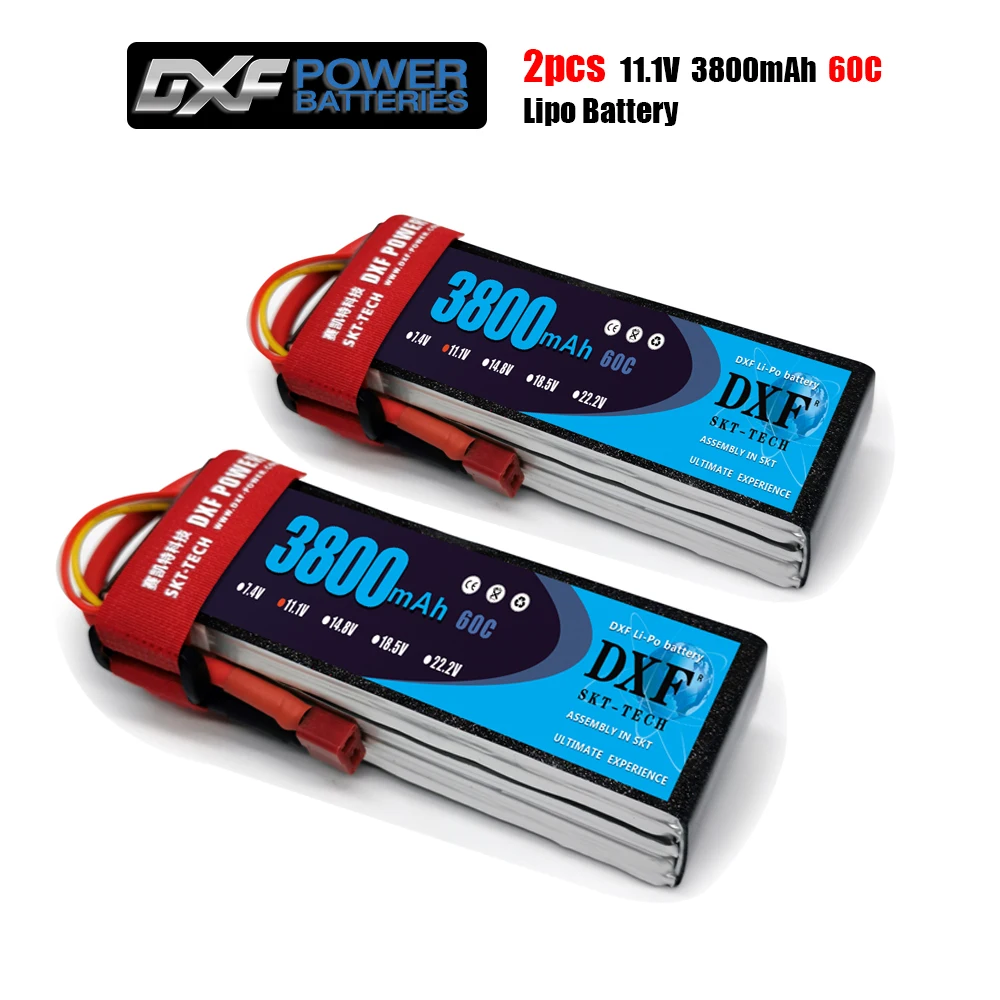 

2PCS DXF Good Quality RC Lipo battery 3S 11.1V 3800mah 60C Max 120C for Airplane Drone Quadrotor Car Boat truck fpv