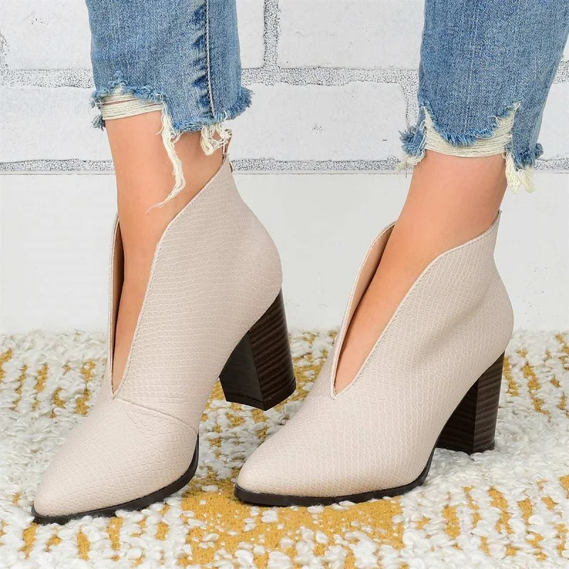 

Women Ankle Boots Fashion Sexy Boots Woman Autumn Winter Pointed Toe High Heels Zipper Female Shoes Booties Females Botas Mujer