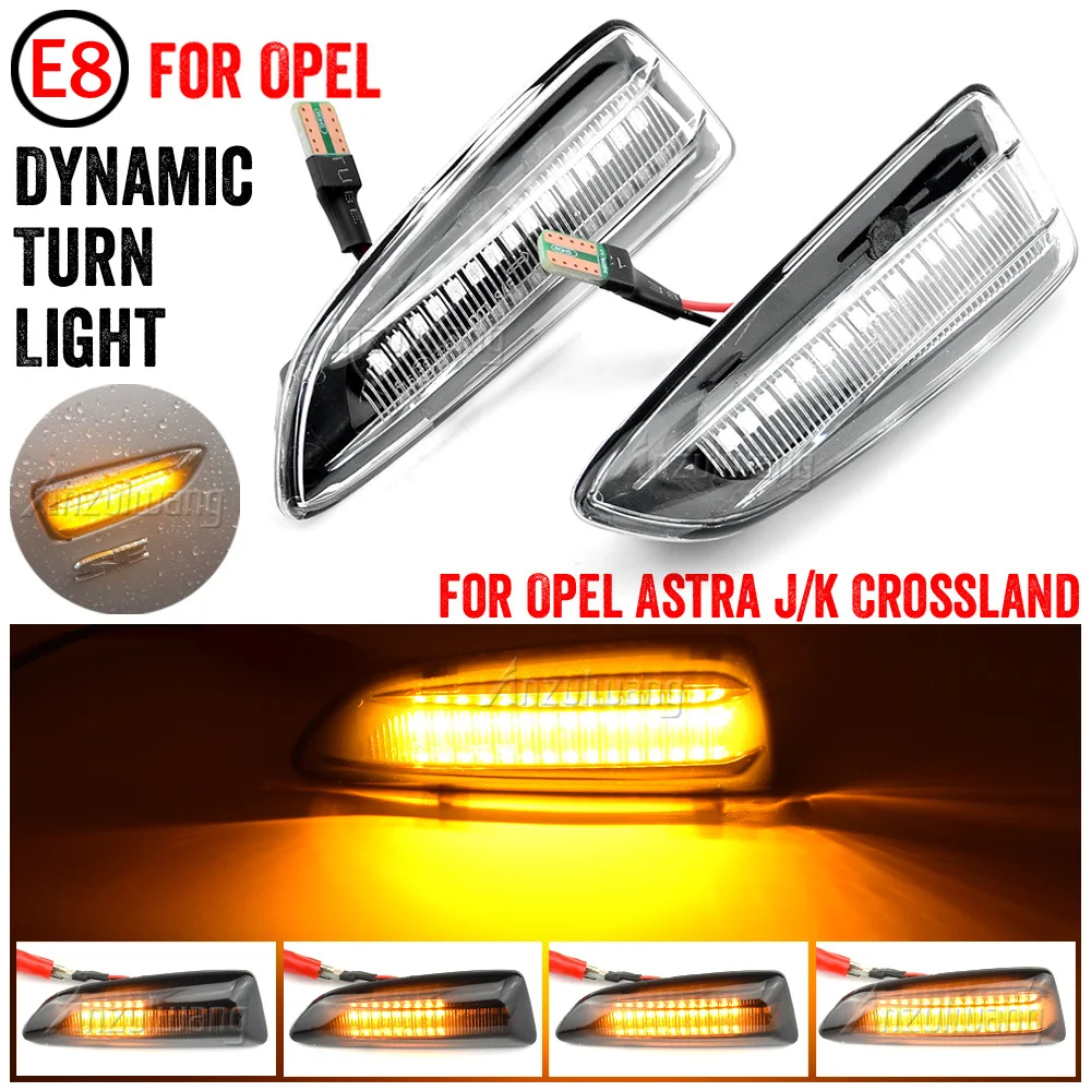 

For Opel For Vauxhall Astra J K Crossland X Grandland Insignia B Zafira C LED Dynamic Turn Signal Light Side Fender Marker Lamp