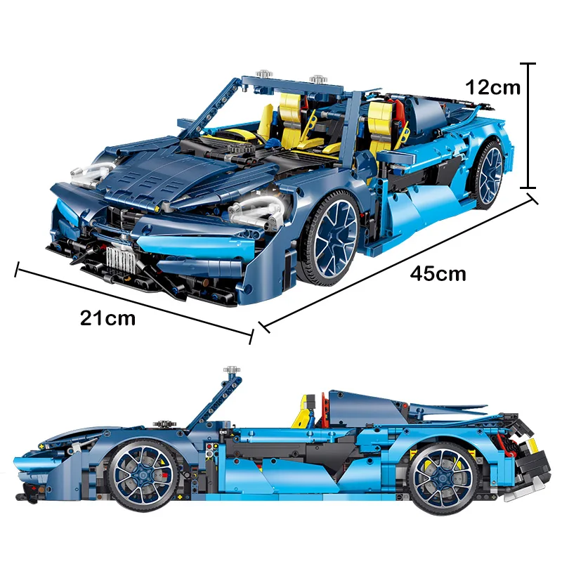 Гоночный мини автомобиль Bugatti LOZ 1:10 модель MOC строительные блоки игрушки для