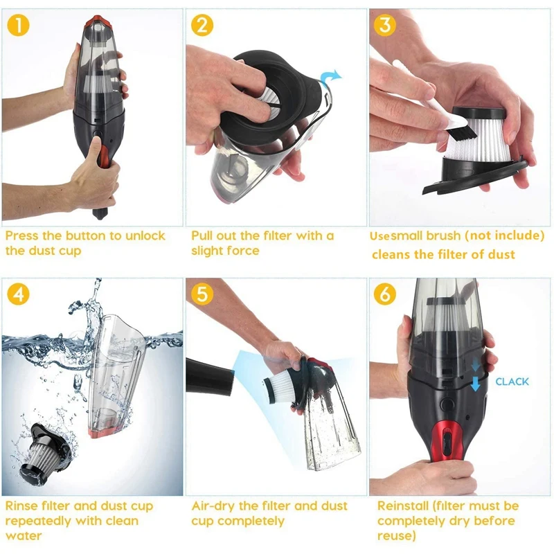 

2 Set Powerful Suction Portable Vacuum Cleaner for Home and Car Lightweight Wireless Vacuum Cleaner, Red & Gold