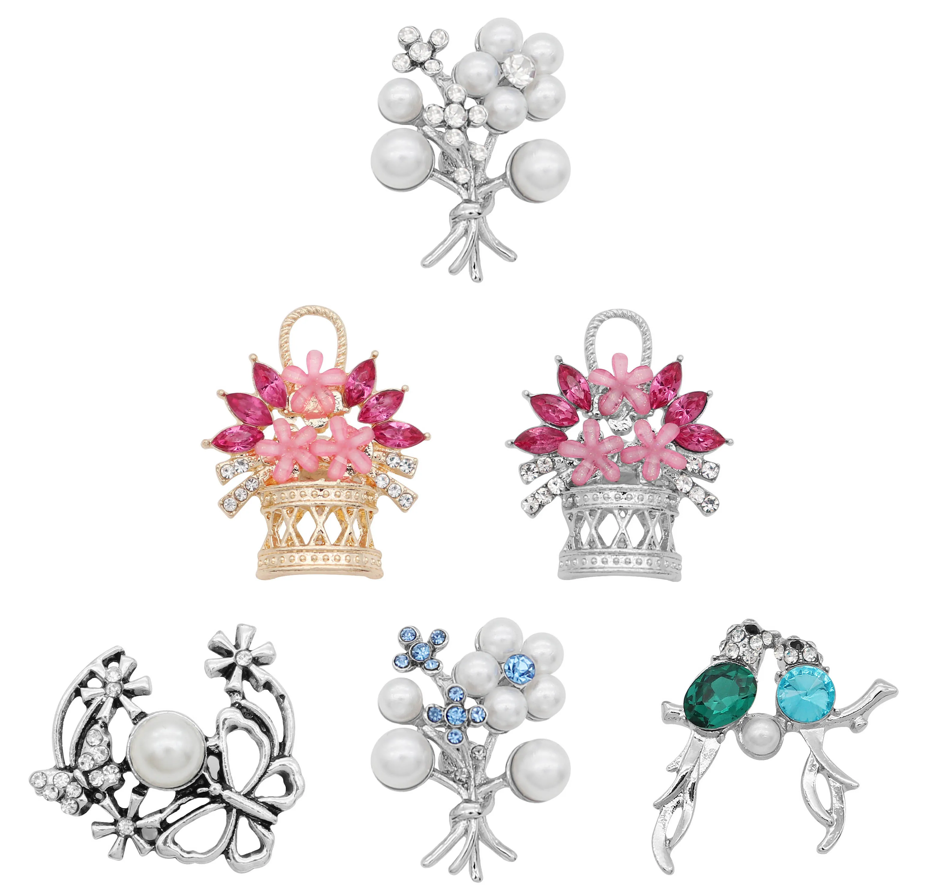 Цветочная корзина птица форма красочные кнопки со стразами застежка молния