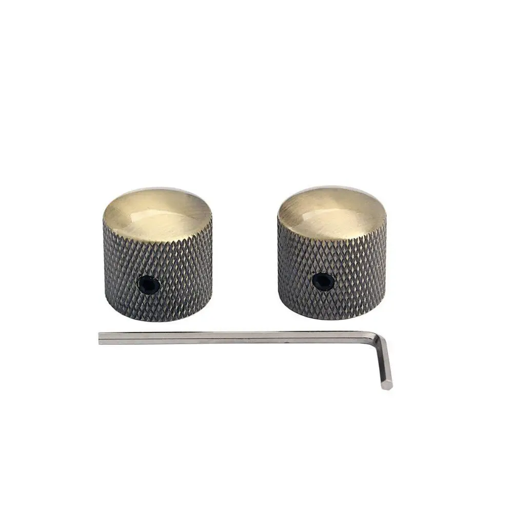 

2Pcs Electric Bass Guitar Knobs Volume Tone Control Knobs Metal Dome Cap with Wrench Bronze