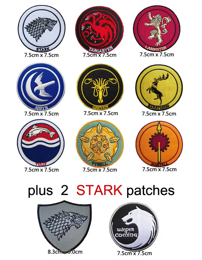 Игра престолов семьи тату Железо на патч Старк Таргариен Tyrell Ланнистер ткань