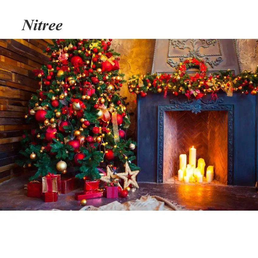 

Christmas Photography Backdrop Tree Lights Children Party Portrait Photo Background For Photo Studio