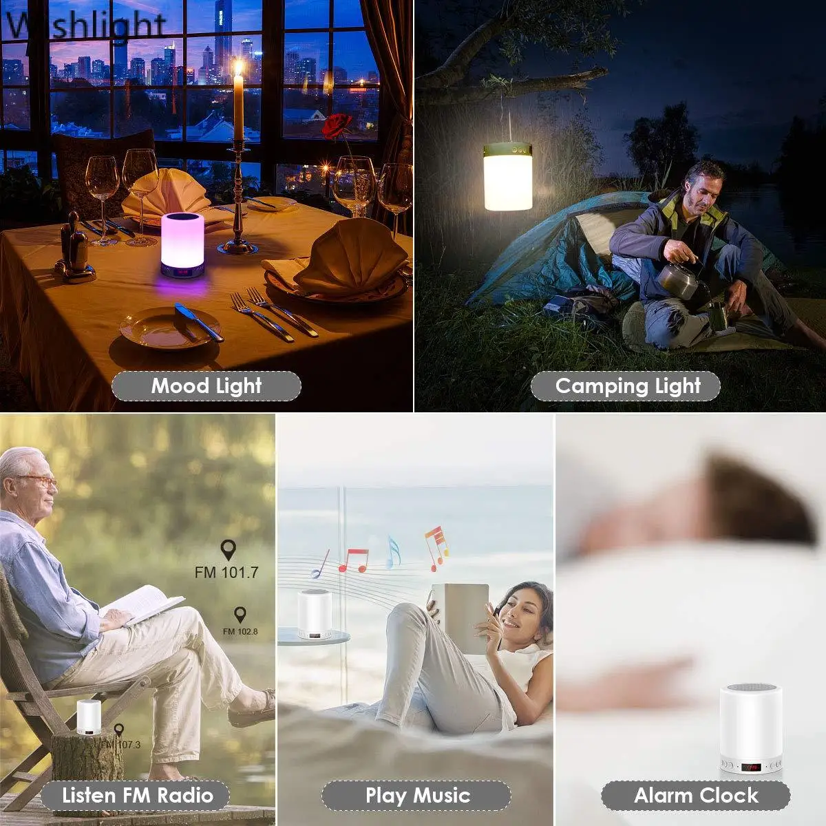 

Touch Control Color Lamp Speaker Bedside Lamp With Bluetooth Speakers LED Wireless TF Card Support Bedside Table Lamp Speaker