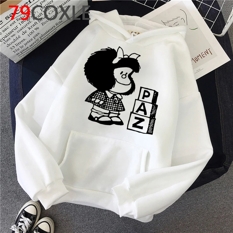 Толстовки Kawaii манга Mafalda женские Забавные Зимние Теплые Топы толстовка модная