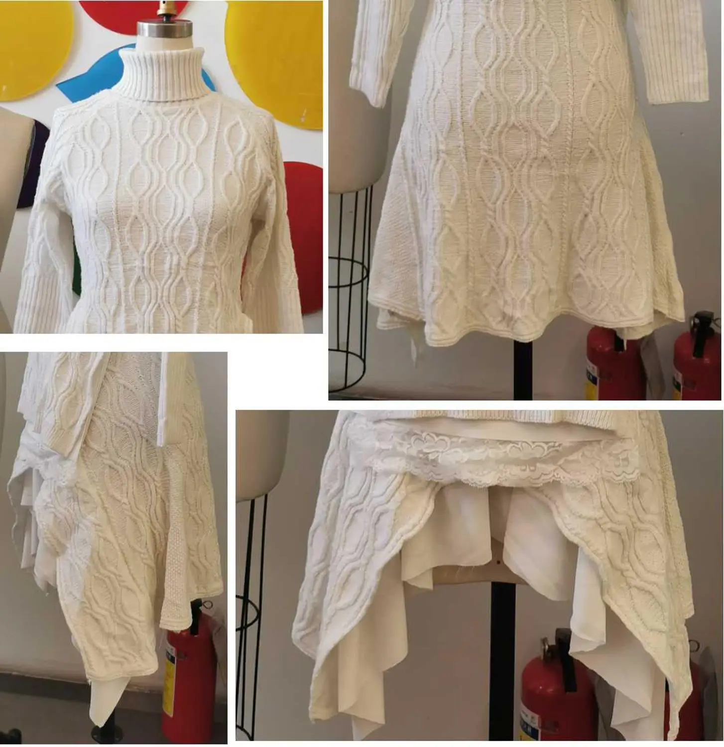 Женское трикотажное платье-свитер с длинным рукавом и высоким воротником |