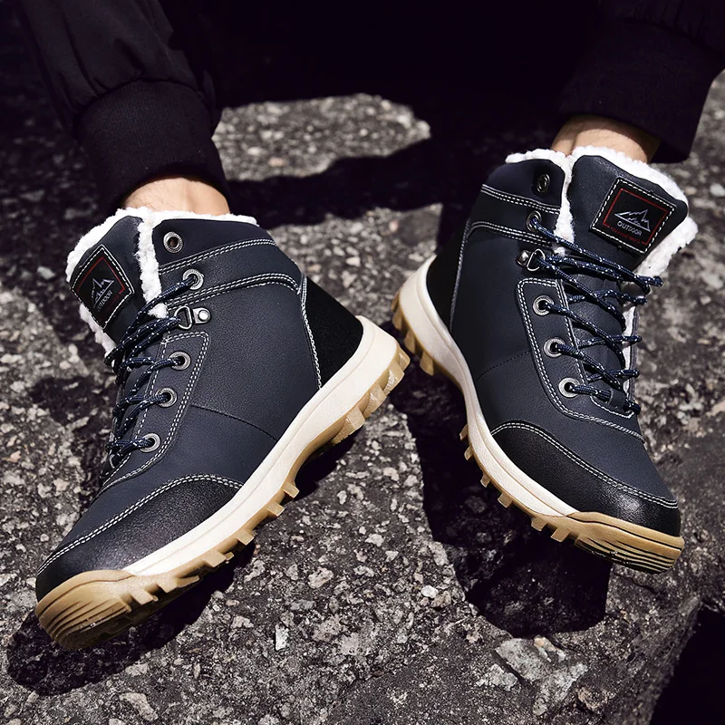 Брендовые зимние мужские ботинки супер теплые водонепроницаемая мужская обувь