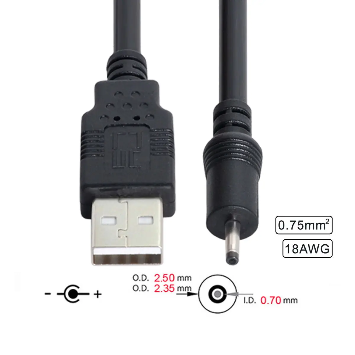 Jimier 18AWG 0 75 мм * 2 USB Тип папа к DC 50 35 7 разъем питания 5 в кабель 100 см|Кабели передачи