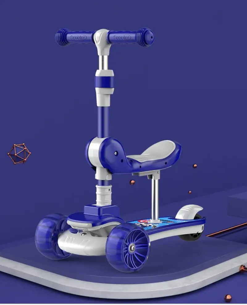 Новый детский скутер с 3 колесами складные ножные скутеры регулируемой высотой