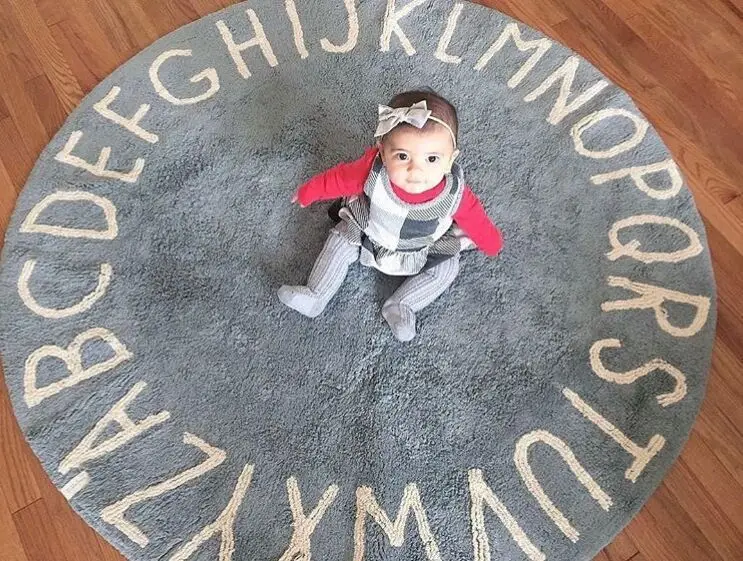 Развивающий детский коврик INS 26 букв алфавита Круглый игровой для малышей декора