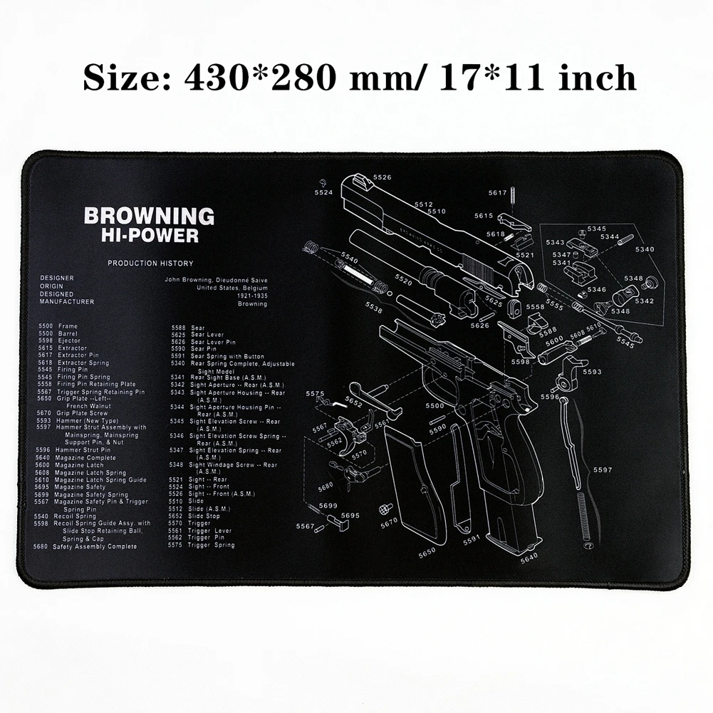 Водостойкий пистолет резиновый коврик для чистки Glock 1911 Beretta HK USP SIG P226 AR15 AK47 Remington с армирующими частями список коврик для верстака
