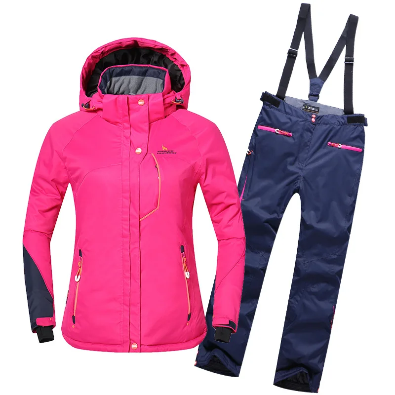 2019 лыжная одежда Женская Толстая теплая толстовка куртки комбинезоны женские