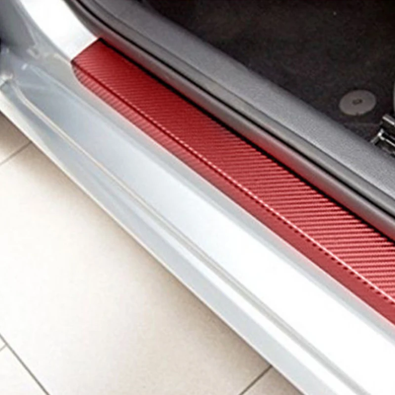 Универсальные 4 шт. 3D карбоновые накладки на пороги защитные панели для