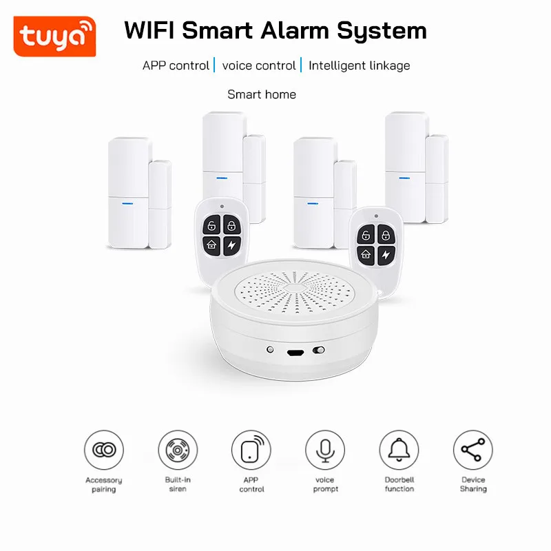 

2,4 Гц Wi-Fi дома Беспроводной дверная и оконная сигнализация комплект устройства обмена/Встроенный Сирена/дверной звонок Функция сигнализаци...