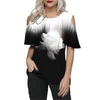 s 5xl summer t shirt women off shoulder print tops casual o neck loose tshirts fashion ladies tops plus size women tees clothes
