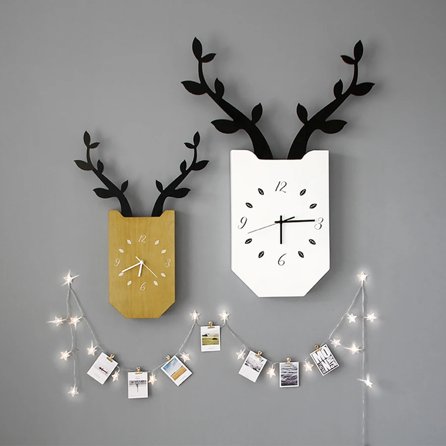 Креативные художественные большие настенные часы с головой оленя для гостиной