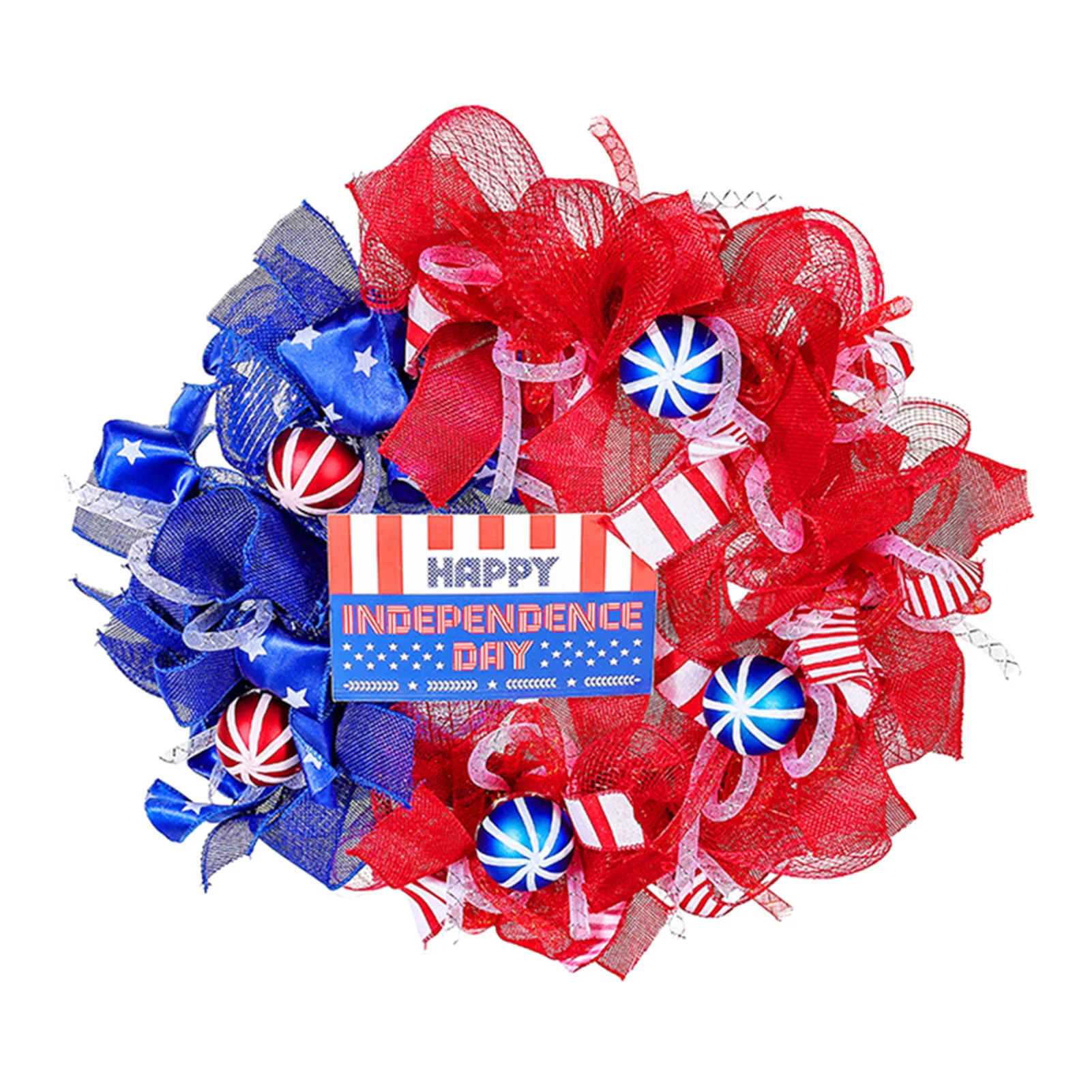 

30cm Patriotic Wreath Independence Day Wreath Porch Front Door Decoration Outdoor Hanging Garland Decor INTE99