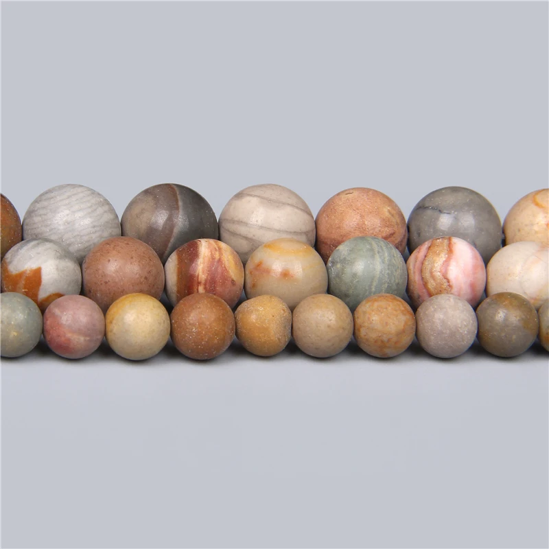 

Dull Polish Matte American Picture Stone Beads Loose Spacer Round Mineral Jaspers Beads For Jewelry Making Wholesale Accessories