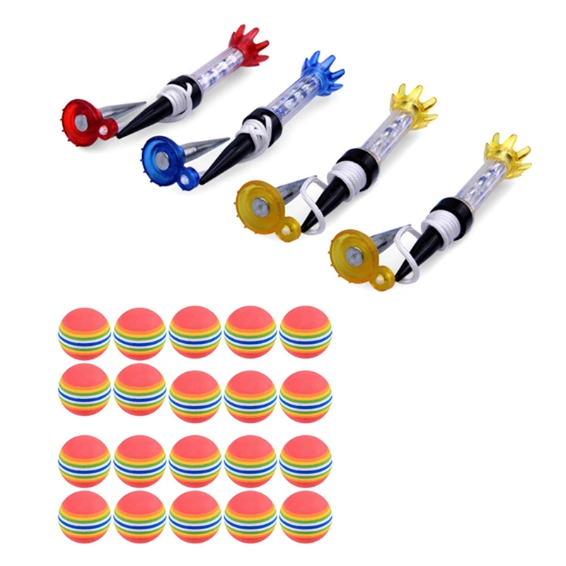 4 шт. мячи для гольфа 70 мм магнитные (случайные цвета) и 20 мячей из ЭВА