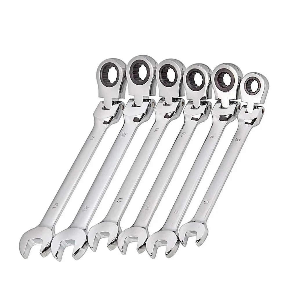 

Flexible Ratchet Action Wrench Spanner Nut Tool Head Ratchet Metric Spanner Open End and Ring Wrenches Tool Size 8mm-13mm