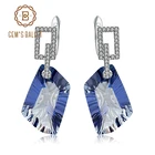 Серьги-подвески из серебра и иолита, нестандартные серьги с натуральным голубым мистический кварцевый камень, ювелирное изделие, 42,39ct