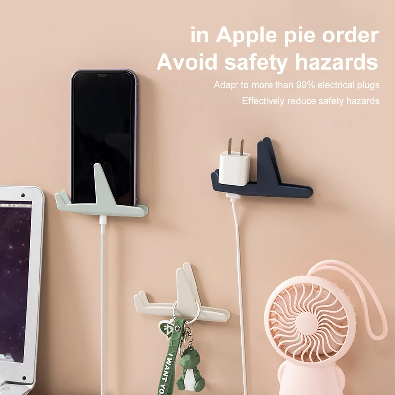 

2pcs Punch-Free Power Plug Hook Wire Plug Fixer Seamless Multi-function Cable Socket Holder Storage Hanger Household Organizer