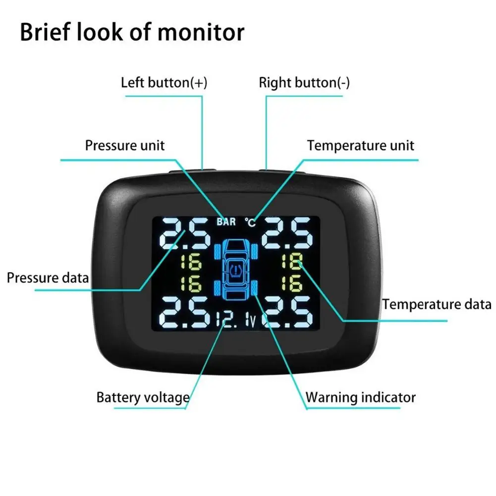 TPMS Have USB Socket In Monitor LCD Auto Tyre Car Tire Pressure Monitoring System Gauge With 4 Sensors | Автомобили и мотоциклы