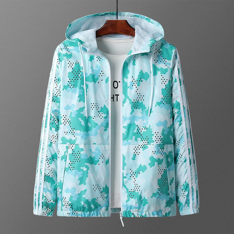 

New Men Camo Coat Fashion Jacket Outdoor Travel Windproof Coats Jackets Stripe Zip Cardigan Casual Male Clothing Dropshipping