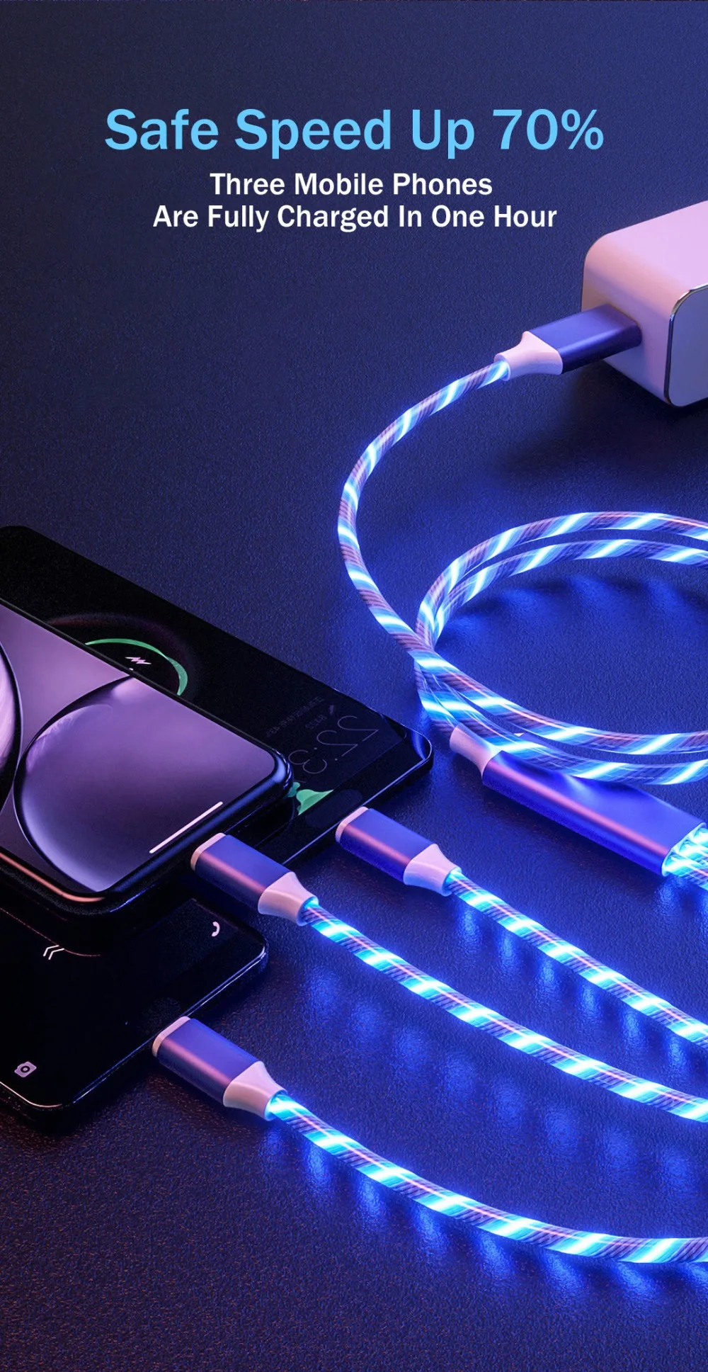 3 в 1 светодиодный светящийся светильник USB кабель для передачи данных type C/Micro USB/8 Pin светящийся зарядный провод для мобильного телефона яркий PD зарядный шнур