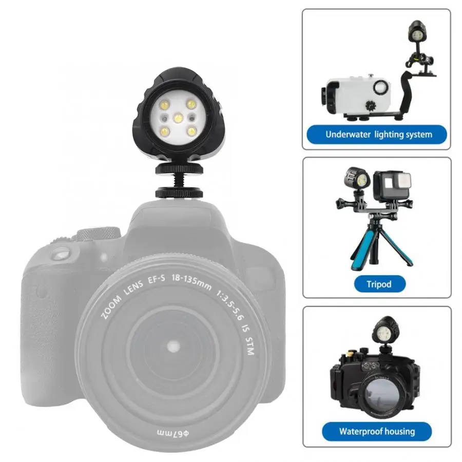 Светодиодсветильник лампа для подводной съемки диаметром 40 м/7500 футов с батареей