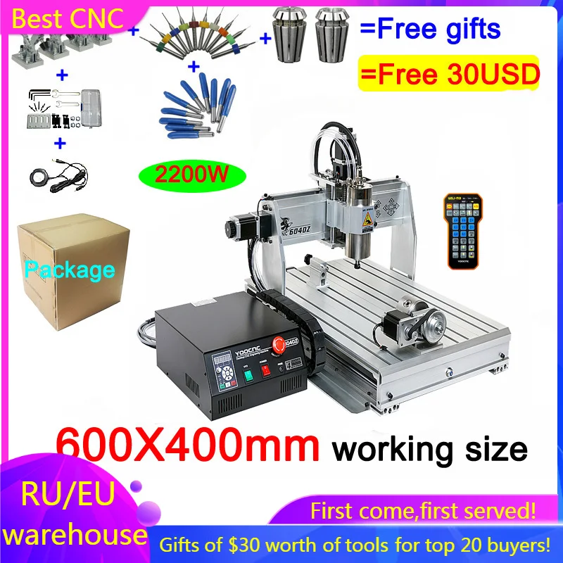 YOOCNC 6040 ЧПУ маршрутизатор 4 оси 2200 кВт Вт USB Mach3 гравер гравировка фрезерный станок