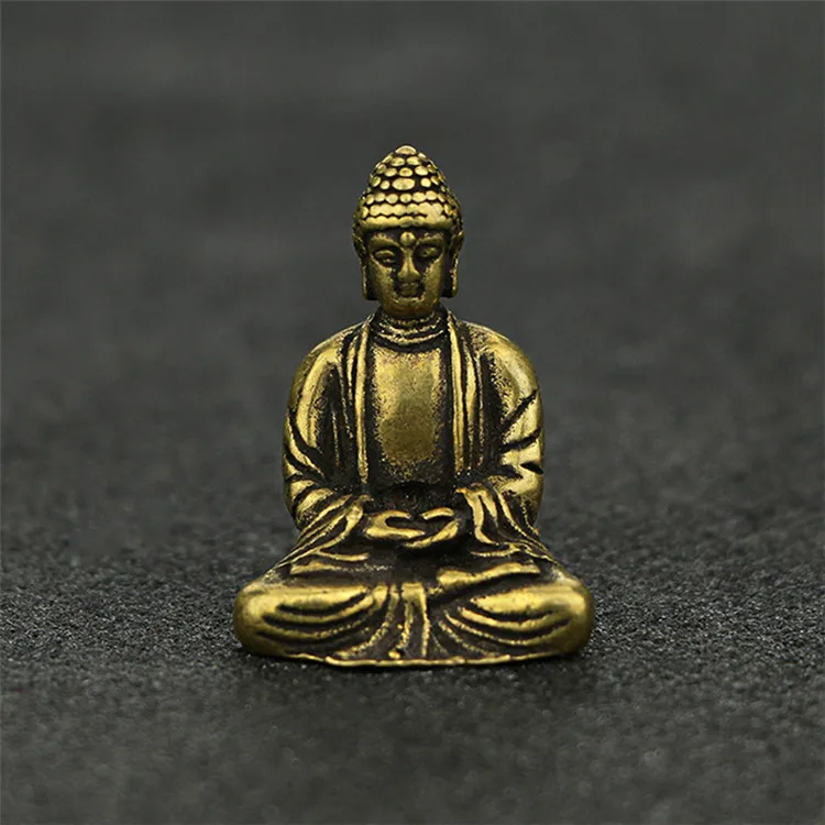 Buddha Statue A Чистые медные статуи Будды украшения маленькие скульптуры Sakyamuni домашний декор настольные украшения автомобиль латунь счастливый фэн шуй статуэтки - Цвет: Buddha Statue A