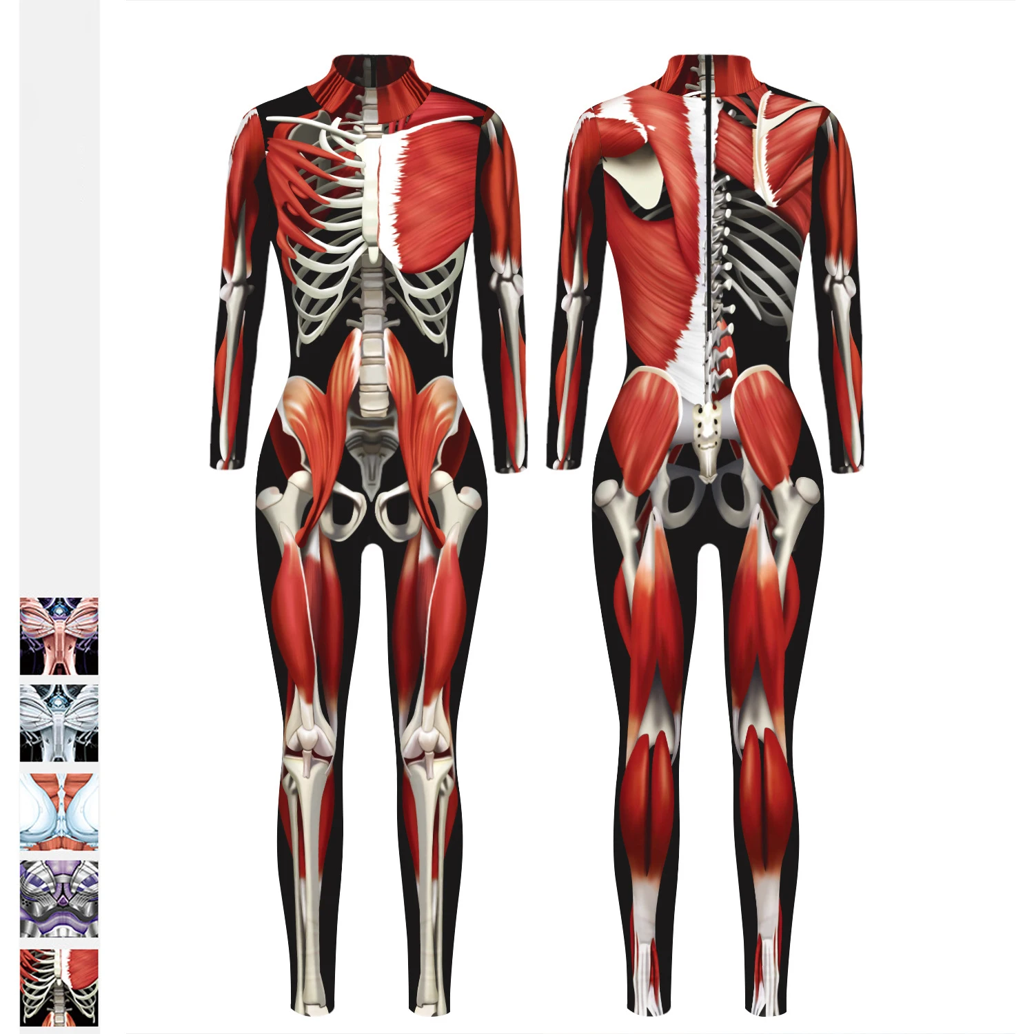 

2021 Skeleton Punk Printed Jumpsuits Women Halloween Cosplay Costumes Attack on Titan Mechanical Bodysuits Zentai Anime Outfit