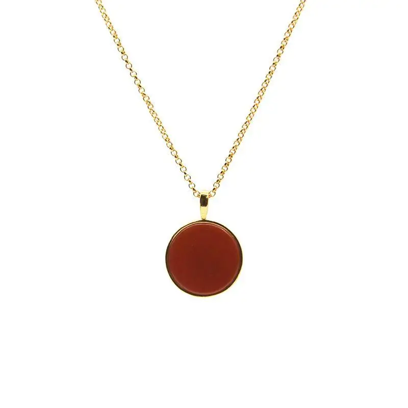 

[Photo Shadow] Natural South Red Agate round Retro Carved 925 Silver Pendant Double-Sided Silver Necklace